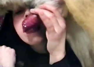 Amateur bestiality where a doggo gets a sloppy BJ - Anal Zoofilia